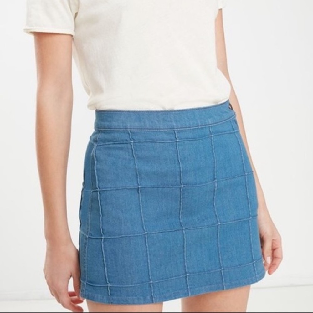 MOTHER Patchwork Lovin' Schools Out Denim Skirt